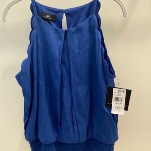I. N. San Francisco Scalloped Sleeveless Blouse, Size M, Cobalt Blue  NWT